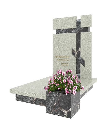 Купить комбинированный памятник с крестом К-068 в Москве